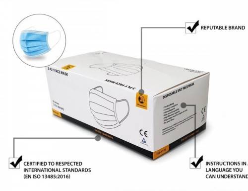 Dromex® 3-Ply Disposable Facemasks (50/Box)