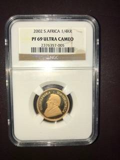 2002 PROOF PF69 ULTRA CAMEO 1/4OZ KRUGERRAND NGC GRADED!!!