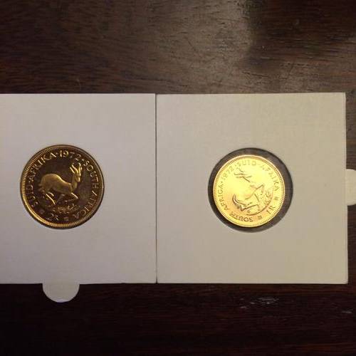 South Africa proof gold R1 and R2 1972