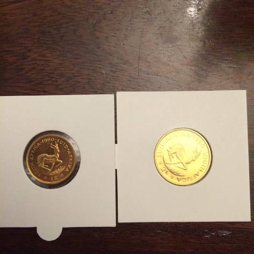 South Africa proof gold R1 and R2 1980
