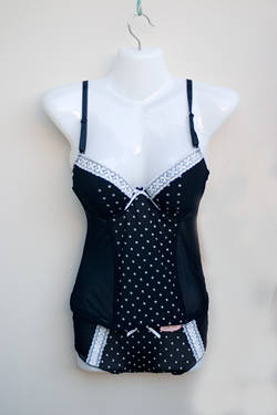 BLACK POLKA DOT BRA SET