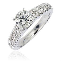 1.00Cts Round Cut Real & Natural Diamond Wedding/Engagement Ring With White Accents