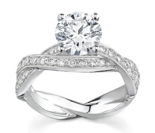 Certified 1.00Cts Round Cut Real & Natural Diamond Wedding/Engagement Ring With White Accents