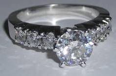 Certified 1.00Cts Round Cut Real & Natural Diamond Solitaire Engagement Ring with White Accents.