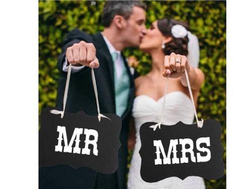 MR and MRS Wedding  DIY Prop Wedding Birthday Party Black Card Chalkboard