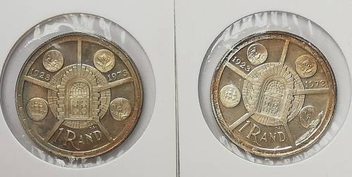 1974 R1 50th Anneversary-Pretoria Mint .800 Silver (two coins)