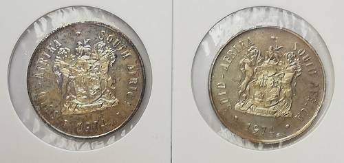 1974 R1 50th Anneversary-Pretoria Mint .800 Silver (two coins)