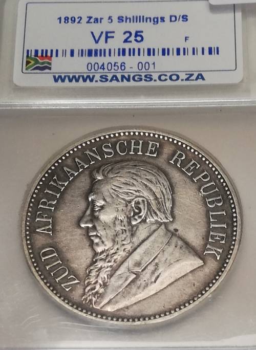 1892 ZAR Five Shillings D/S VF 25