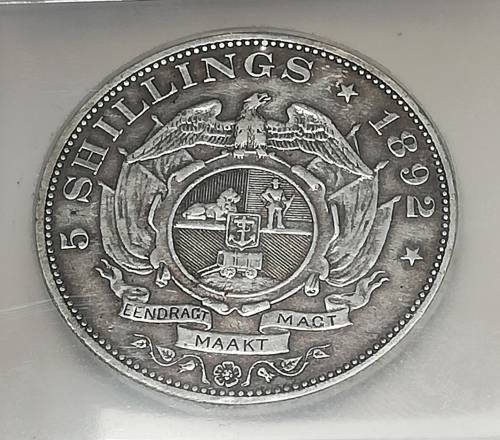 1892 ZAR Five Shillings D/S VF 25