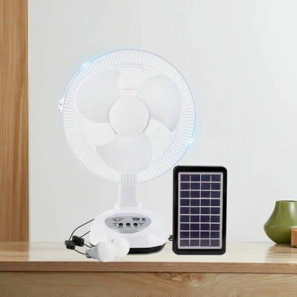 12-Inch Rechargeable Oscillating 2-Speed Solar Fan With USB Port