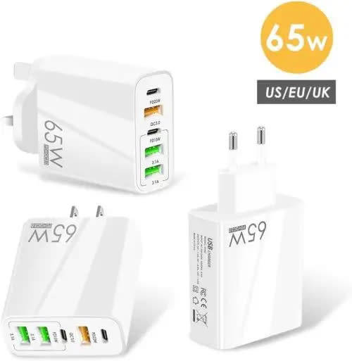 5-Port Cell Phone Charger, 65W USB C Charger, Compatible GaN Technology Fast Charging Charger