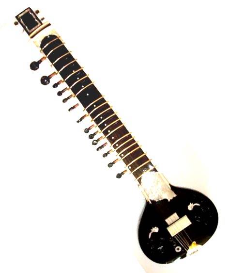 HIGH-GRADE INDIAN ELECTRIC ACOUSTIC FLAT TRAVEL FUSION SITAR w PEARL WORK