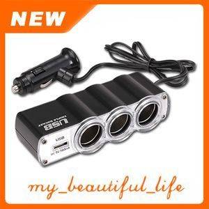 Universal IN-Car 1 x USB & 3 x TRIPLE SOCKET 12V / 24V