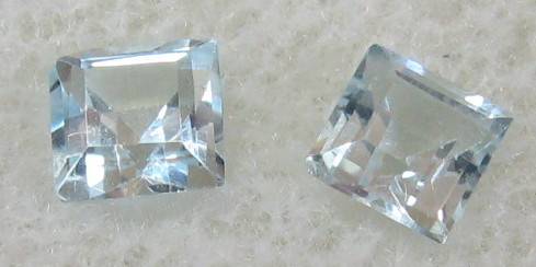 Wonderful (Set of 2) Princess Cut Sky Blue Topaz, .60 ct  4x4mm
