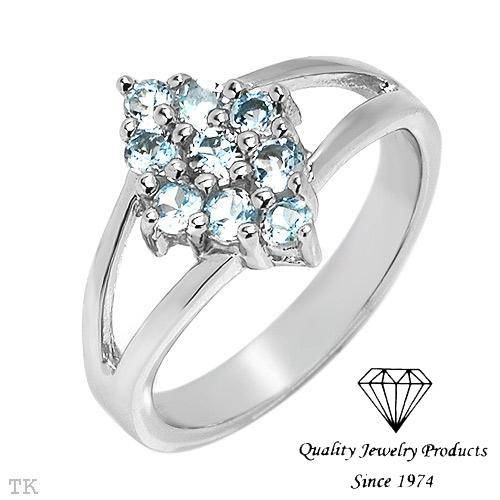 Wonderful Ring With 0.72ctw Genuine Topazes Made of 925 Sterling silver- Size 7