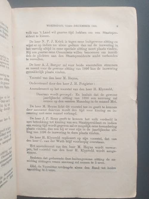 Index op de Notulen der Verrichtingen van den Hed. Volksraad in zijne... 7 April 1896