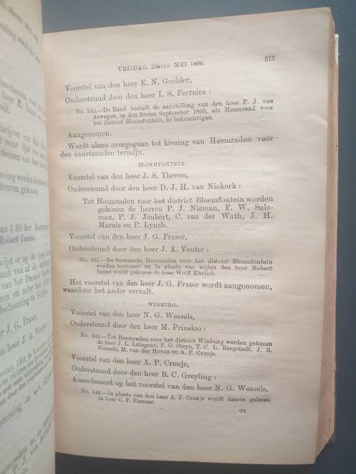 Index op de Notulen der Verrichtingen van den Hed. Volksraad in zijne... 7 April 1896