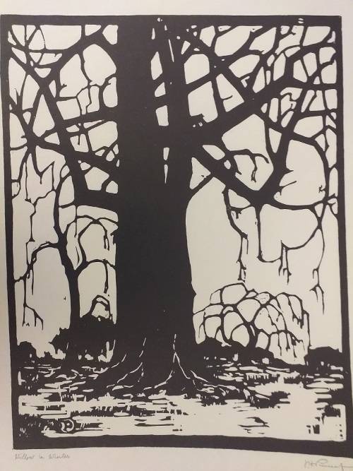Linosniee afdruk van Wilger in die Winter deur Jacob Hendrik Pierneef