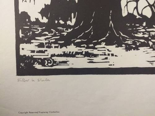 Linosniee afdruk van Wilger in die Winter deur Jacob Hendrik Pierneef