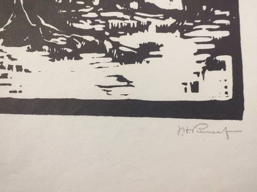 Linosniee afdruk van Wilger in die Winter deur Jacob Hendrik Pierneef