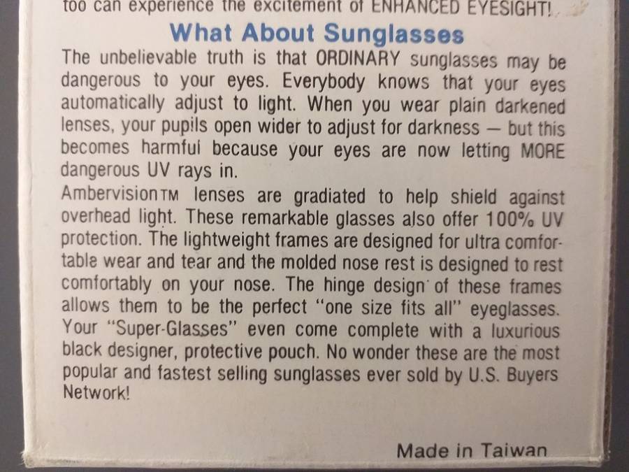 Ambervision - 1980s new old stock retro sunglasses