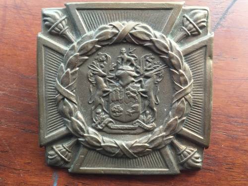 WW2 death plague brass plate with republic coat of arms (minus wood shield)