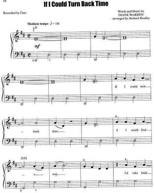 Cher - If I Could Turn Back Time (Piano Sheet Music) *Free Shipping*