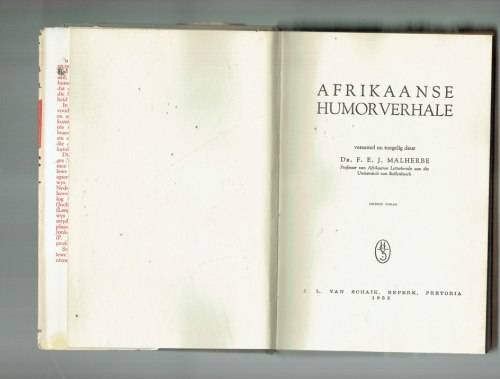 Afrikaanse humor verhale - FEJ Malherbe - 1953 - Klassieke Afrikaanse humor - baie skaars