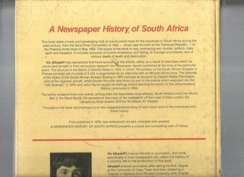 A Newspaper History of South Africa - Vic Alhadeff