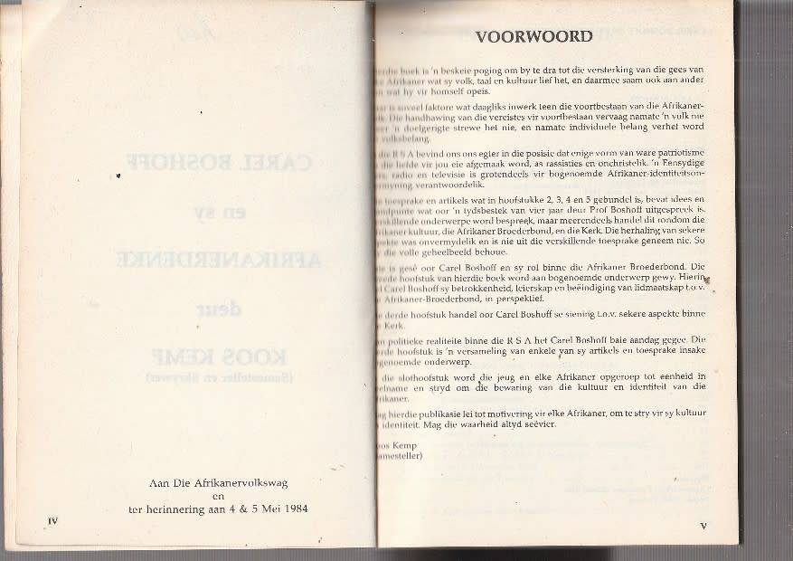 Carel Boshoff en sy Afrikaner denke - Koos kemp (a13)