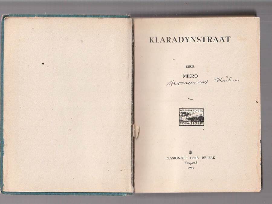 Klaradyn Straat - Mikro - 1947 (b) geteken deur skrywer H Kuhn