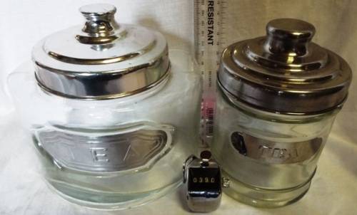 THICK CLEAR GLASS TEA CANISTER 2X
