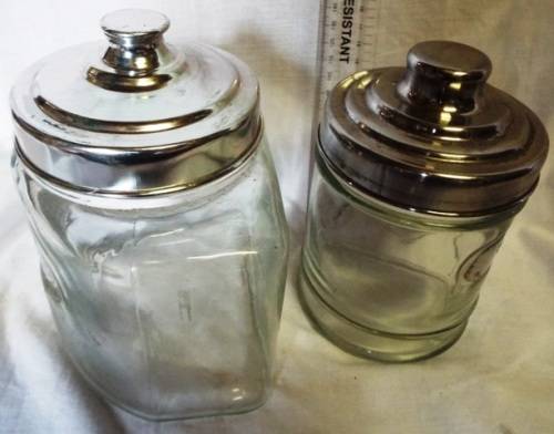 THICK CLEAR GLASS TEA CANISTER 2X