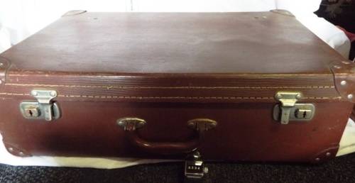 VINTAGE Brown Cardboard Suitcase