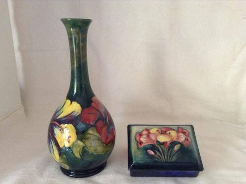 MOORCROFT VASE AND TRINKET BOX