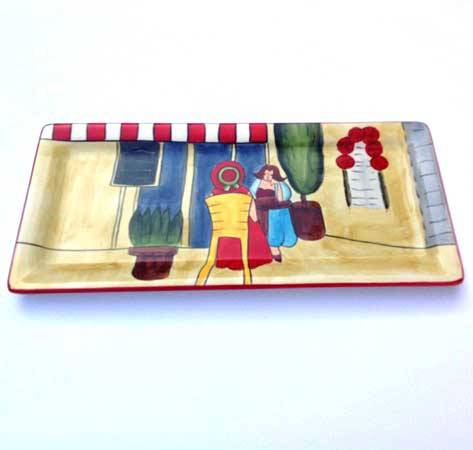 William James Fine Porcelain SANDWICH PLATE. Two Ladies relaxing at a Cafe.