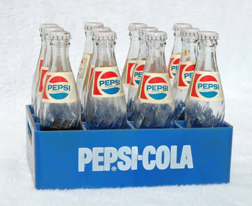 Minature Pepsi-Cola Bottles and Crate