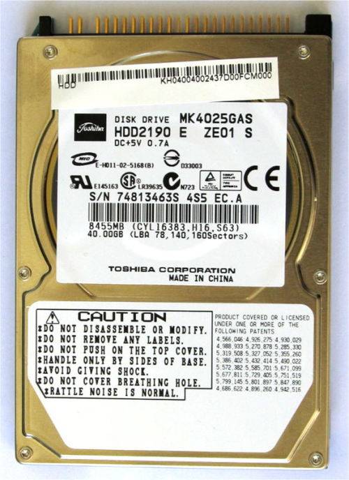 Toshiba MK4025GAS 40GB 2.5" IDE