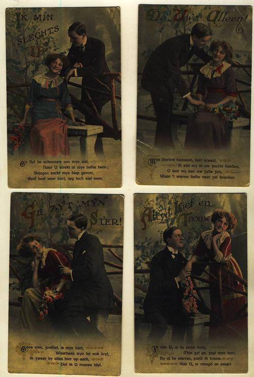 (5) 4 x OLD POSTCARDS - 3 X UNUSED & 1 X USED