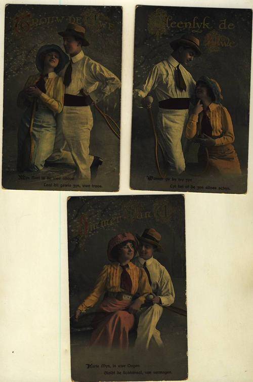 (7) 3 x OLD POSTCARDS - UNUSED