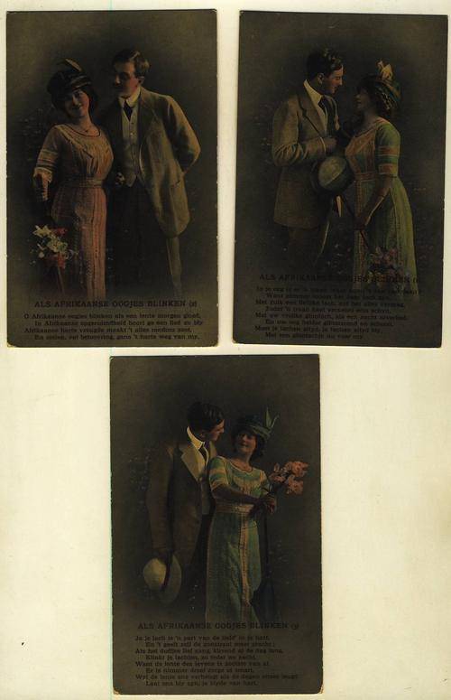 (8) 3 x OLD POSTCARDS - "ALS AFRIKAANSE OOGJES BLINKEN" - UNUSED