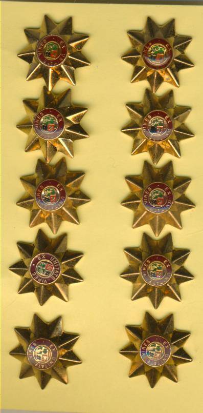(4473) LOT OF 10 RANK PIPS - SANDF - 9-Point Stars - Miniature - Obsolete - ORIGINAL!!