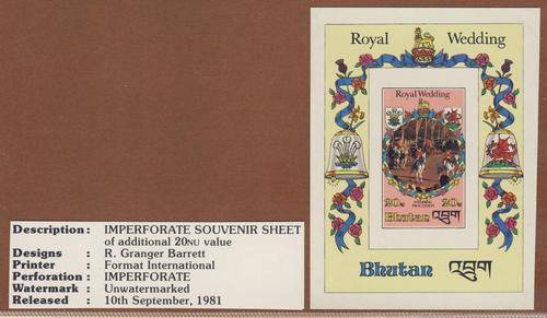 *F2038 - BHUTAN  1981 - Royal Wedding - Miniature Sheet Imperforate - **UM