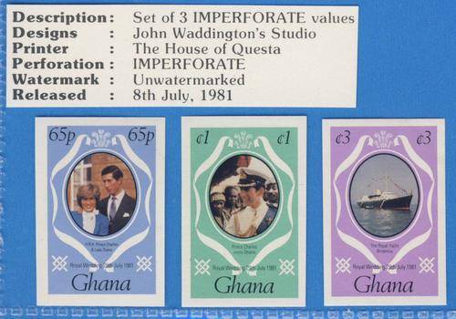 *F2091 - GHANA 1981 - Royal Wedding - Set of 3 Stamps Imperforate - **UM