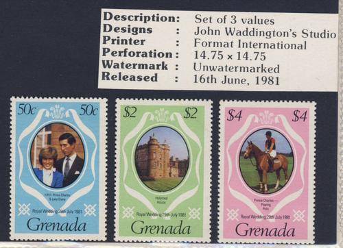 *F2095 - GRENADA  1981 - Royal Wedding - Set of 3 Stamps - **UM