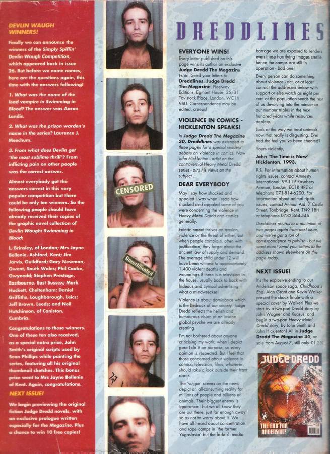 JUDGE DREDD - The Megazine Vol. 2 No.33 Jul 24 - Aug 06 (1993)