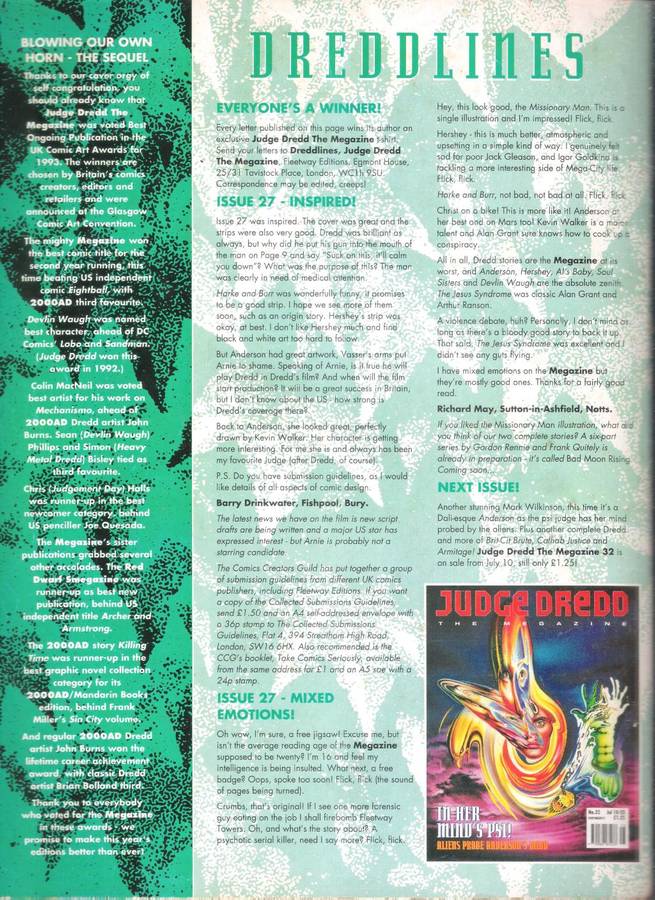 JUDGE DREDD - The Megazine Vol. 2 No.31 Jun 26 - Jul 09 (1993)
