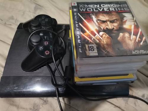 PS3 SUPERSLIM WITH HEN FIRMWARE 1 REMOTE 6 GAMES POWER CABLE AND HDMI CABLE