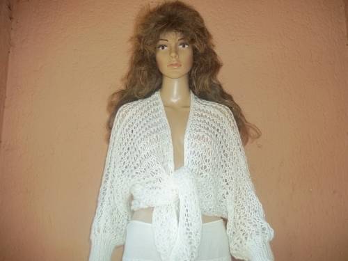 ***SUMMER SALE*** WHITE VERSATILE HAND KNITTED SHRUG - Size 34