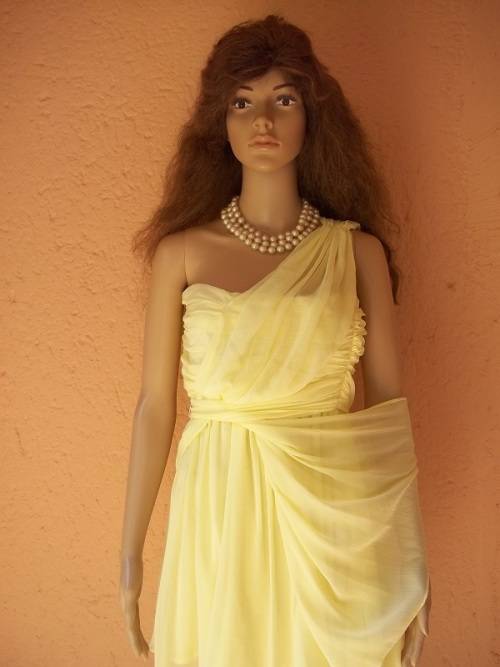 *** SALE *** KATE MOSS TOPSHOP - LEMON FULLY LINED CHIFFON IMPORTED COCKTAIL DRESS - SIZE S